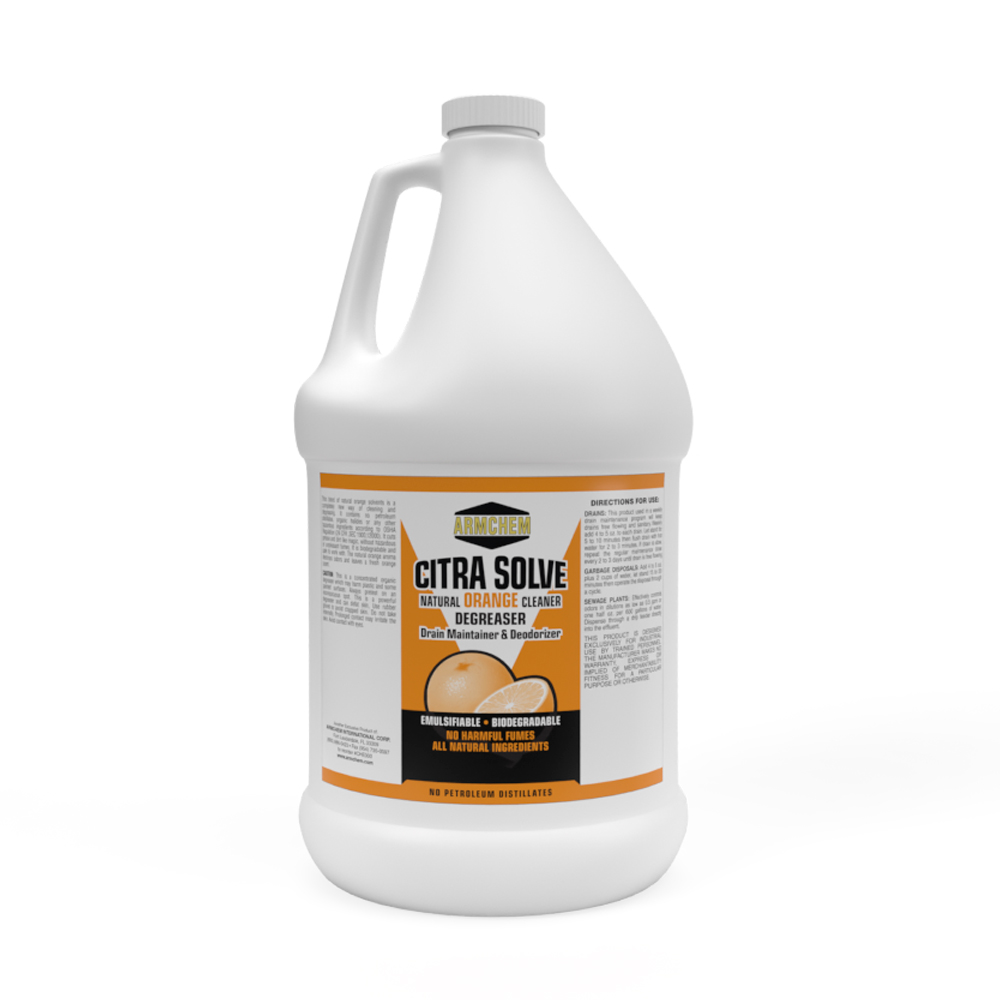 CITRA SOLVE NATURAL ORANGE CLEANER, DEGREASER, DRAIN MAINTAINER & DEODORIZER, GALLON BOTTLE, 4/CS